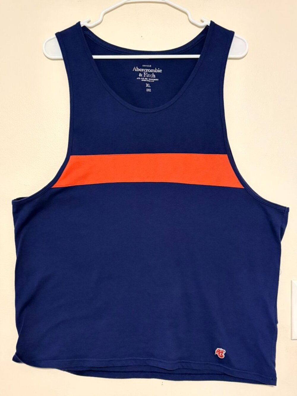 Men's Blue Orange Abercrombie & Fitch Muscle Fit Striped Tank Top Size XL